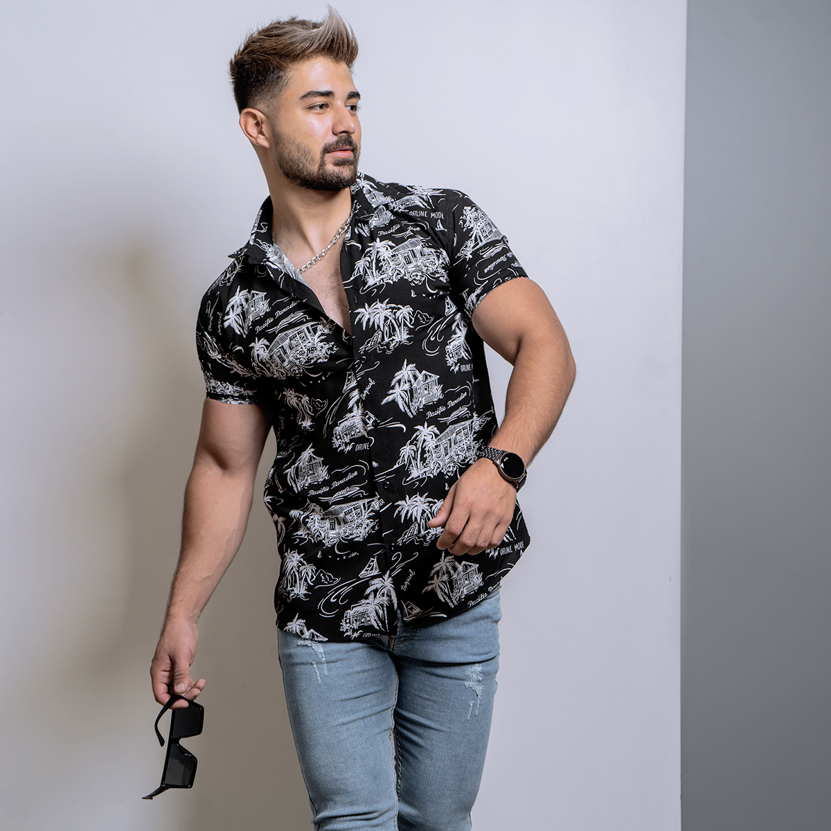 پیراهن هاوایی مردانه مدل Lomia