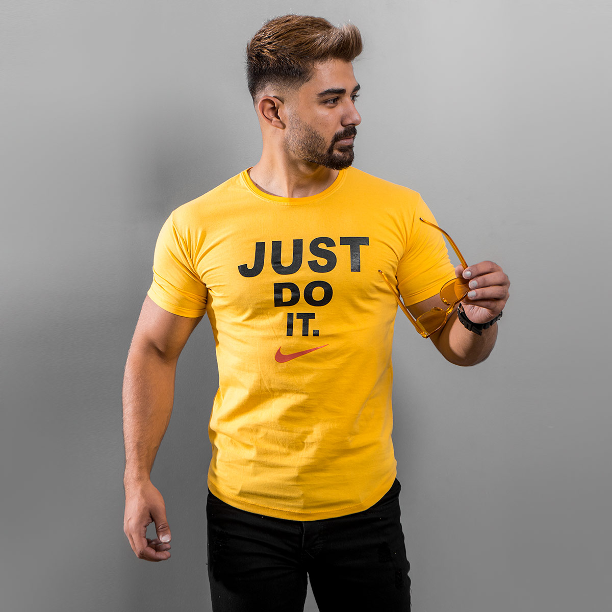 تیشرت Just Do It مردانه خردلی مدل Ditro