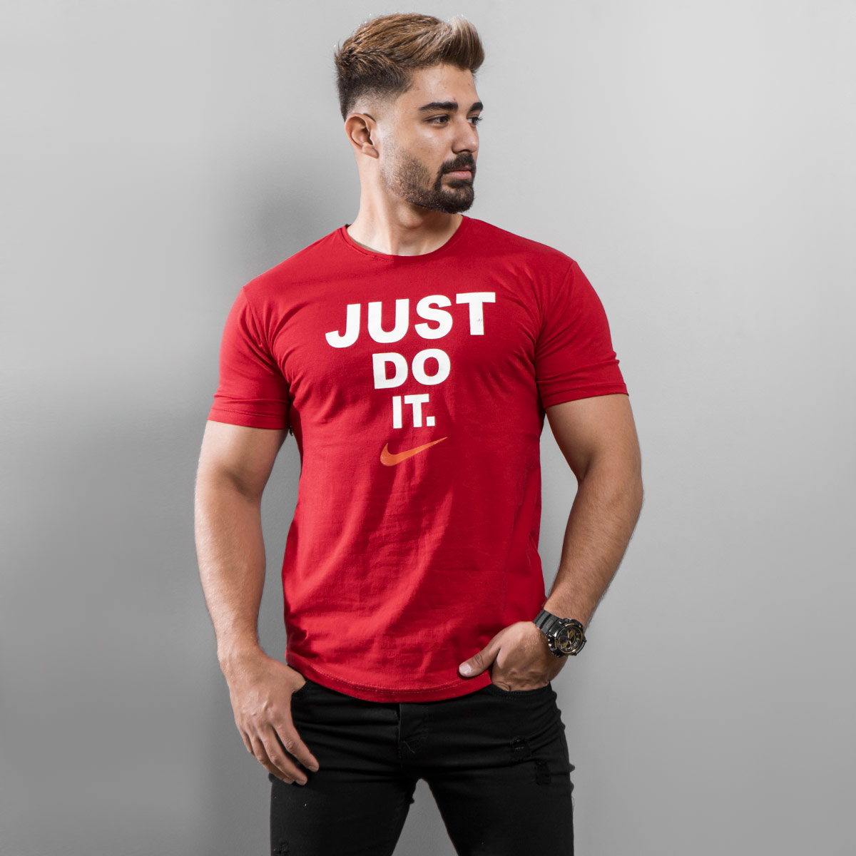 تیشرت Just Do It مردانه قرمز مدل Ditro