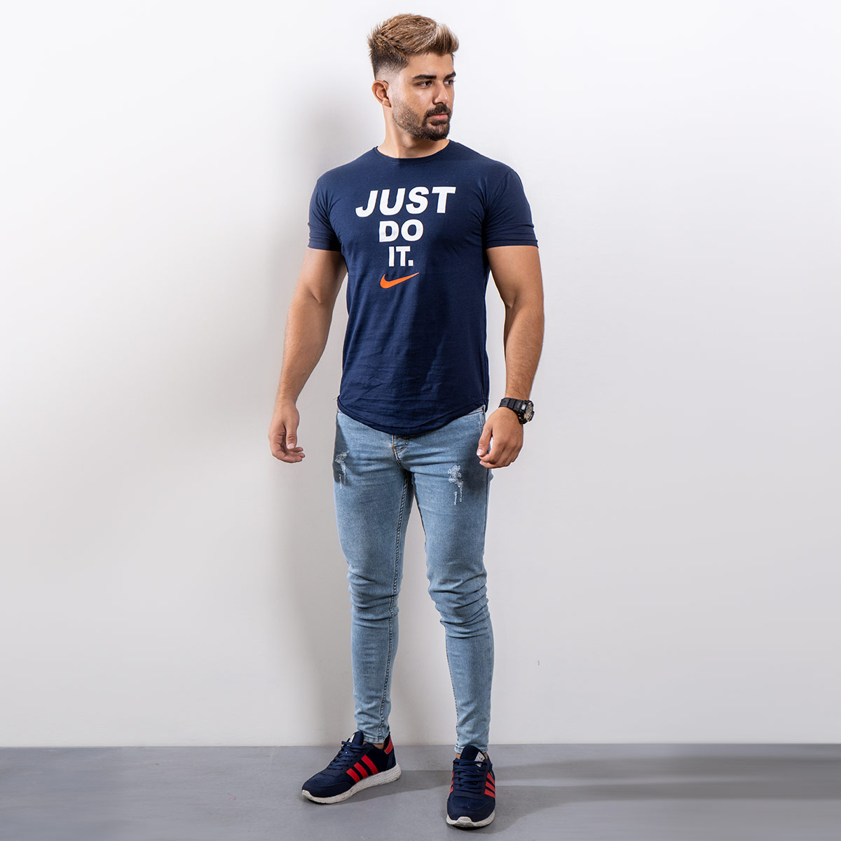 تیشرت Just Do It مردانه سرمه ای مدل Ditro