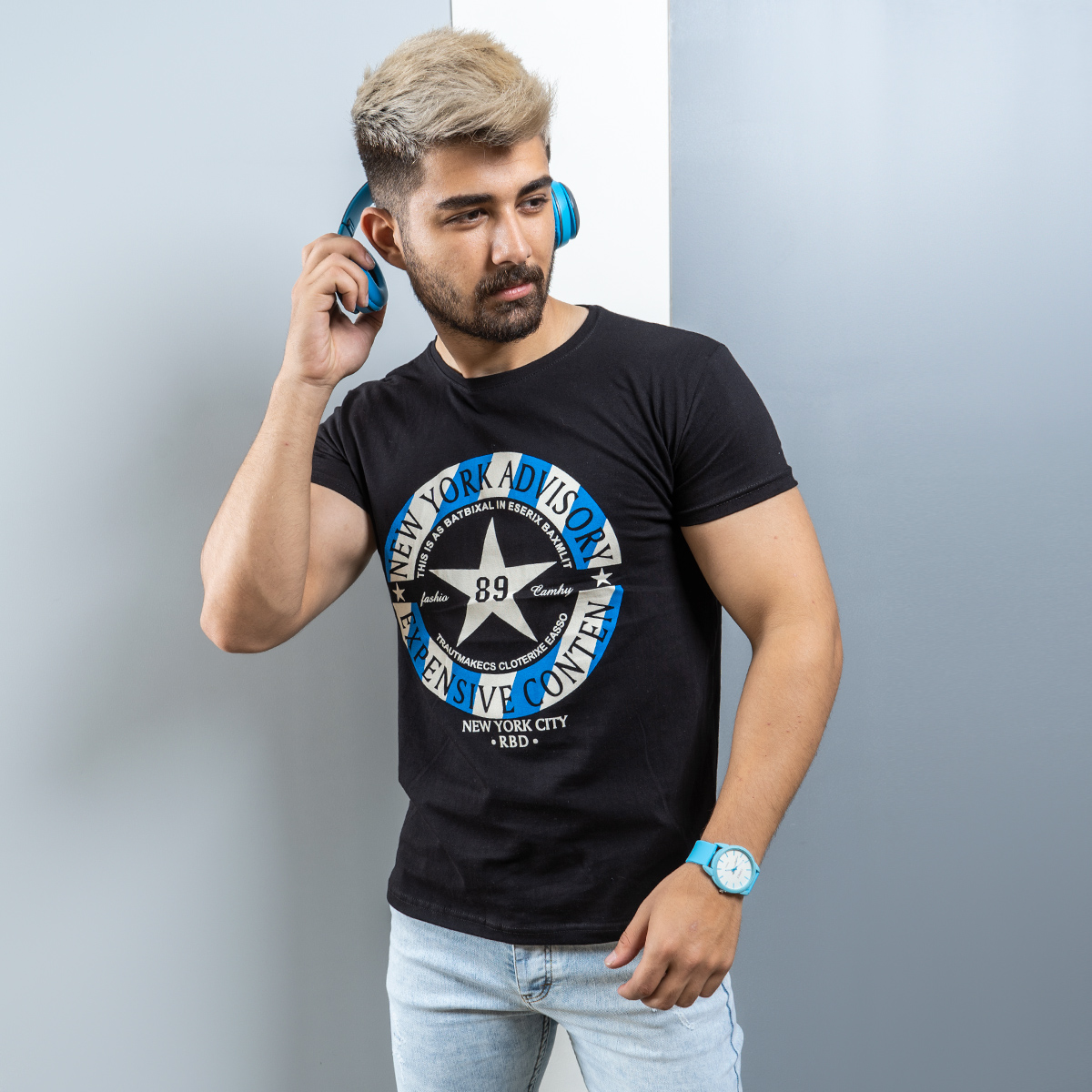 تیشرت مردانه مشکی Advisory مدل E89(T)