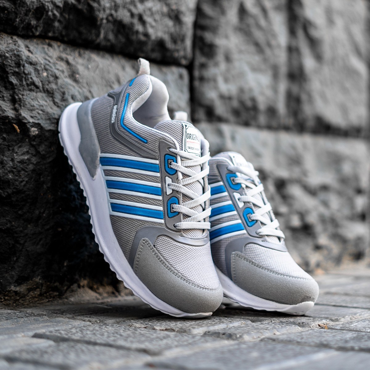 کفش ورزشی Adidas مردانه طوسی آبی مدل Hiden