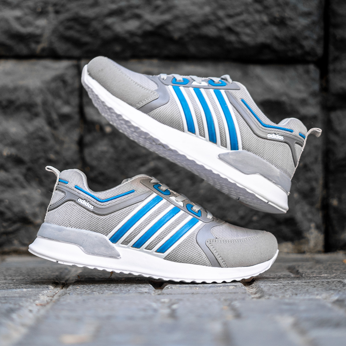 کفش ورزشی Adidas مردانه طوسی آبی مدل Hiden