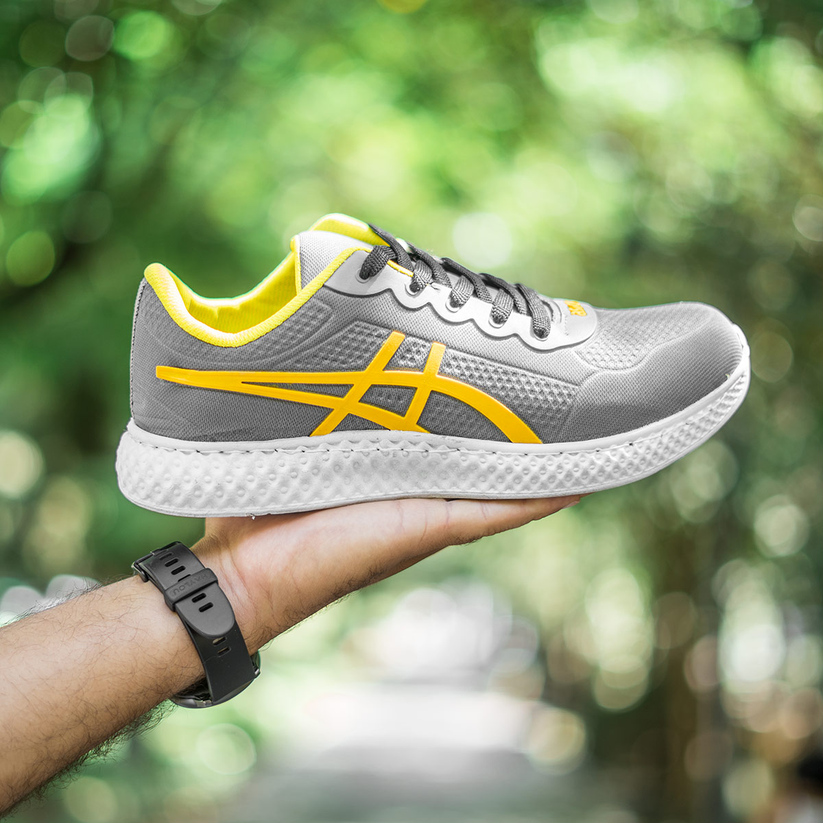 کفش ورزشی Asics مردانه طوسی زرد مدل Nardin(T)