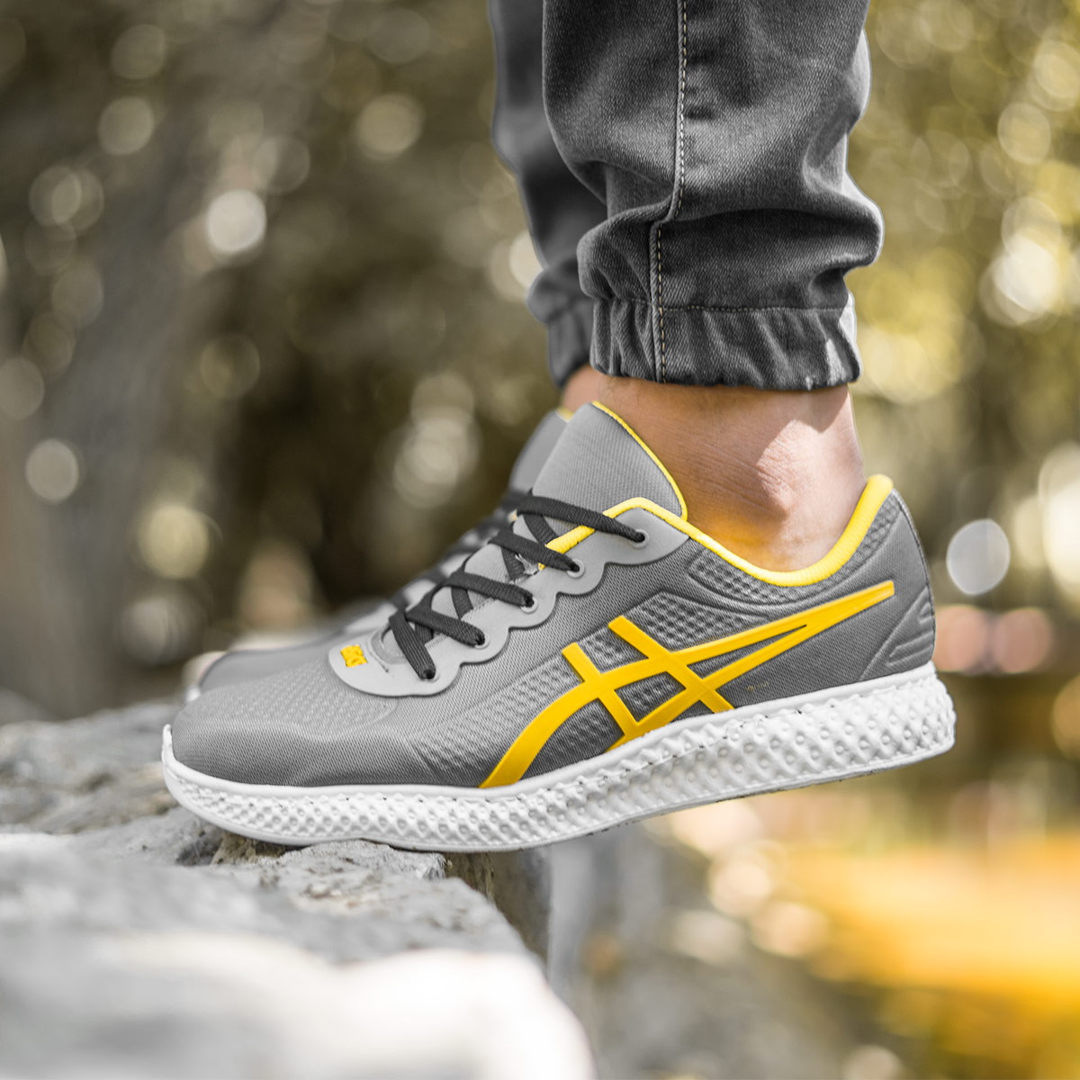 کفش ورزشی Asics مردانه طوسی زرد مدل Nardin(T)