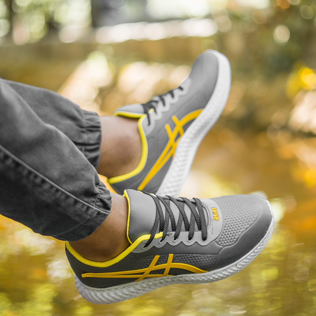کفش ورزشی Asics مردانه طوسی زرد مدل Nardin(T)