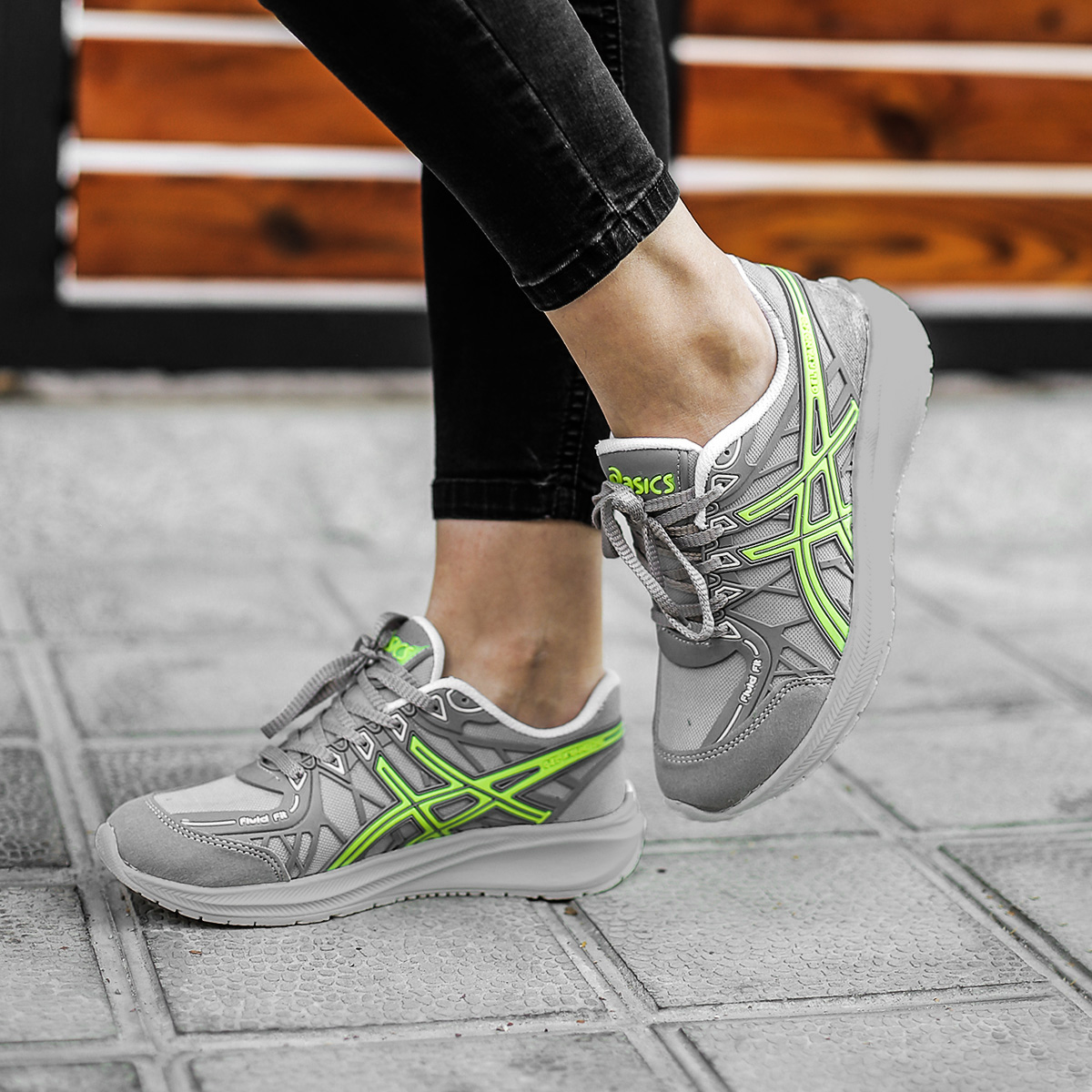 کفش ورزشی Asics زنانه طوسی سبز مدل Tina